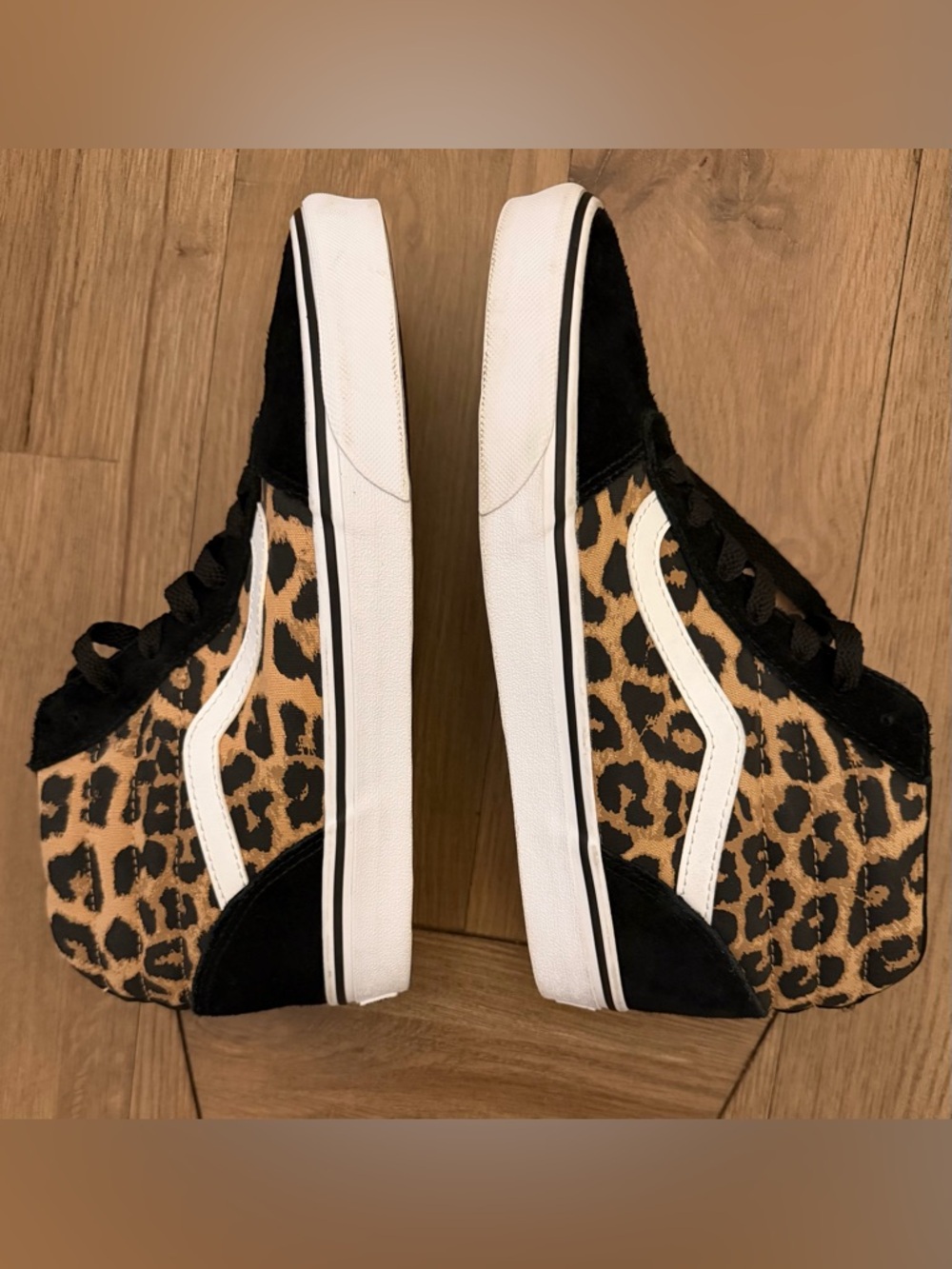 Vans Sk8-Hi Leopard Print Black White Women’s Size 9 High Top Sneakers - Picture 4 of 9